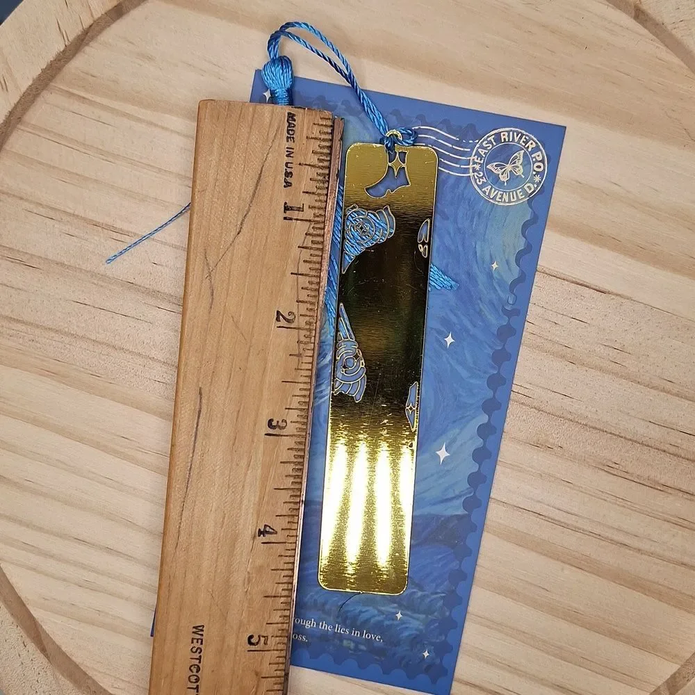 Gold Van Gogh Design Bookmark with Blue Tassel
